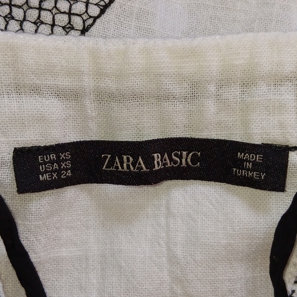 Zara white with black trim sleeveless peplum top - Picture 3 of 4